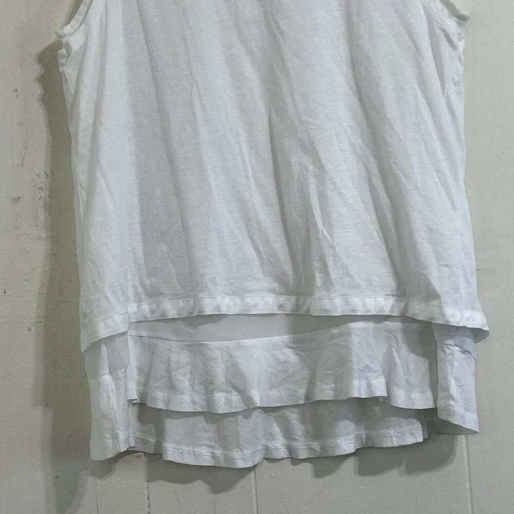 J Crew Tank Top Size Small Women’s White Layered Sleeveless Ruffle High Neck